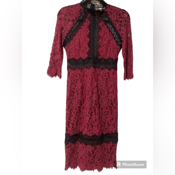 L’atiste Burgundy/Black Lace Dress Size Small - Picture 1 of 8